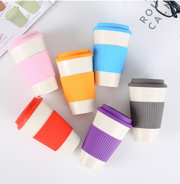 400ml Umweltfreundliche Bambus Faser Kaffee Becher Milch Becher Mit Deckel Tragbare Bahre Becher Tee Tassen Milch Tasse Für Büro hause Drinkwares