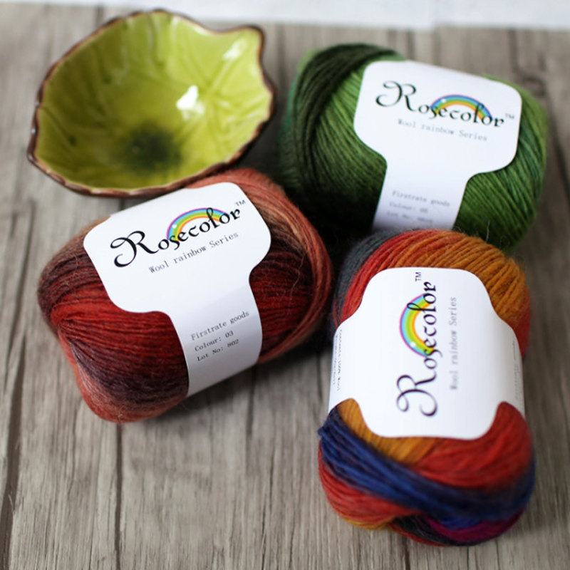 100% Wol Garen Regenboog Kleur Voor Hand Breien Haak Hand-Geweven Dikte Wollen Garen Wollen Garen Haken Sjaal Draad