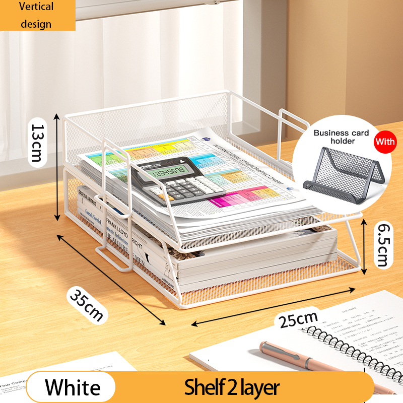 4 Tier Desk Organizer - Stackable Paper Tray, Paper File Organizer for Desk, 5 Trays Mesh Stackable Paper Tray Desktop Document: Brown