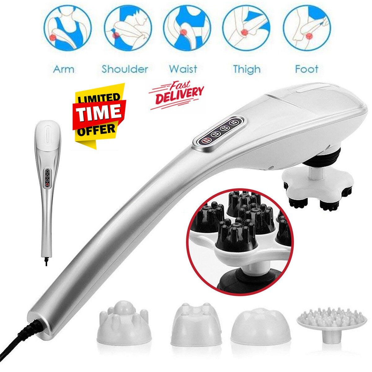 5 in 1 Elektrische Nacken Massagegerät Handheld Hammer Infrarot Massage Zurück Taille Bein Körper Entspannen Halswirbel Rolle Massage Stock