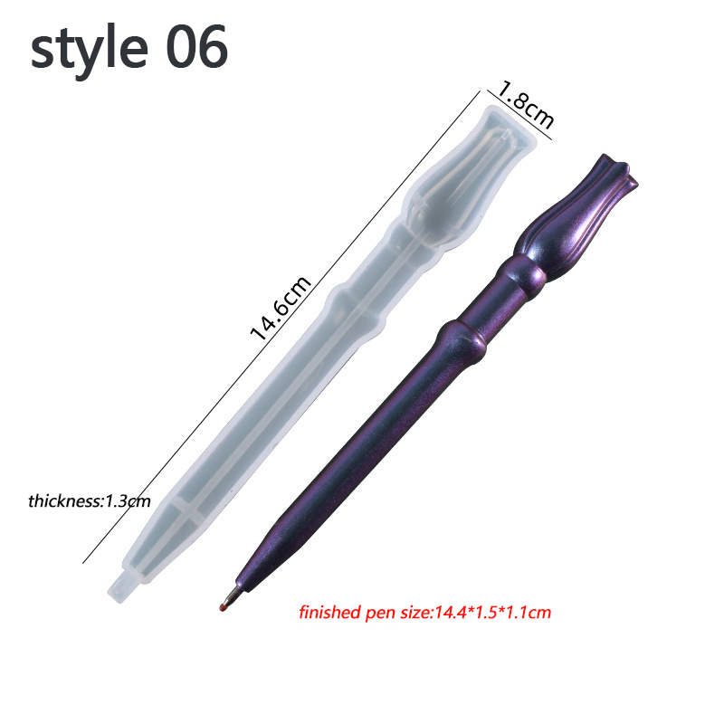 Moule en Silicone pour stylo à bille magique en résine cristal, moule en résine époxy fait à la main, fournitures d&#39;outils de moulage: 06
