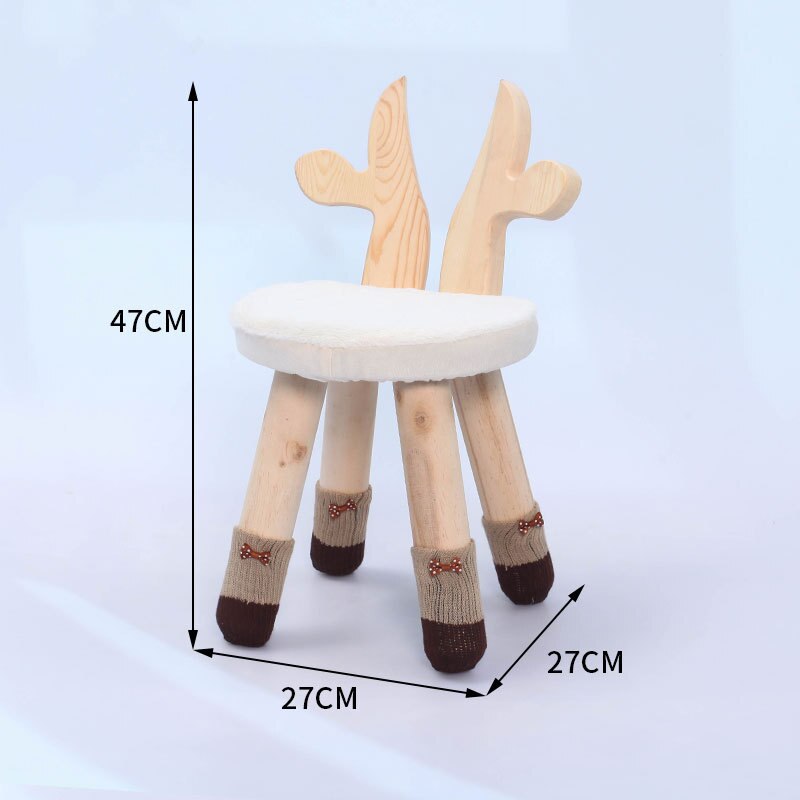 LazyChild sgabello per bambini sedia in legno massello per bambini cartone animato cervo coniglio panca antiscivolo sgabello per piedi scuola materna casa: grande calf