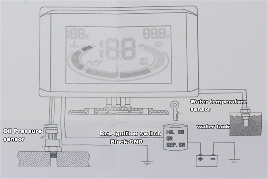 3 In 1 Olie Druk/Voltmeter Spanning/Water Temperatuurmeter Emperature Sensor Schroef: M10, olie Druk Sensor: 1/8 Npt