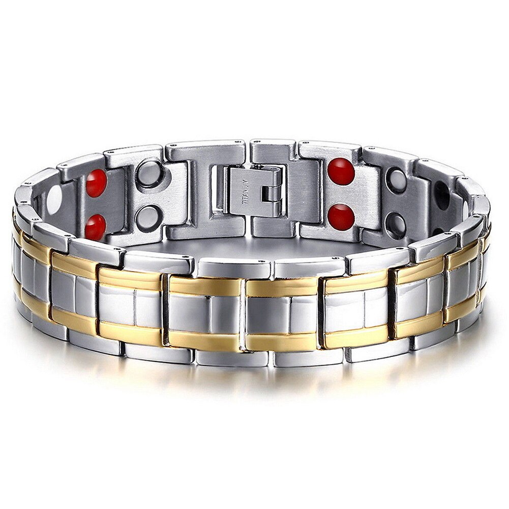 Sicher Gesundheit Pflege Valentinstag Schmerzen Linderung Männer Armbinde Sicherheit Schließe Magnetische Elegante Edelstahl