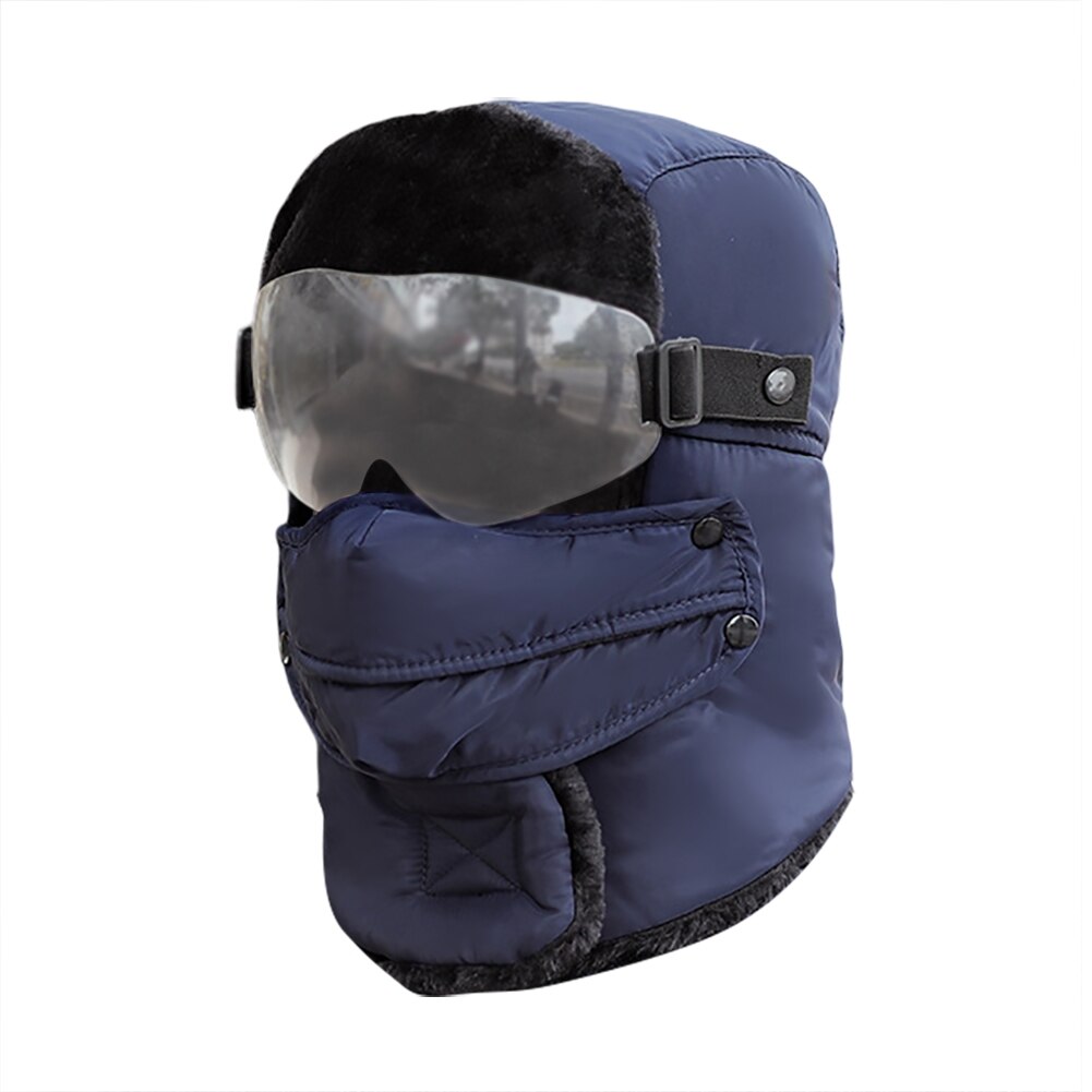 Winter Skiing Warm Hat Outdoor Winter Hiking Cycling Ski Hats Men Women Skiing Waterproof Hood Hat With Glasses Cap Balaclava: M