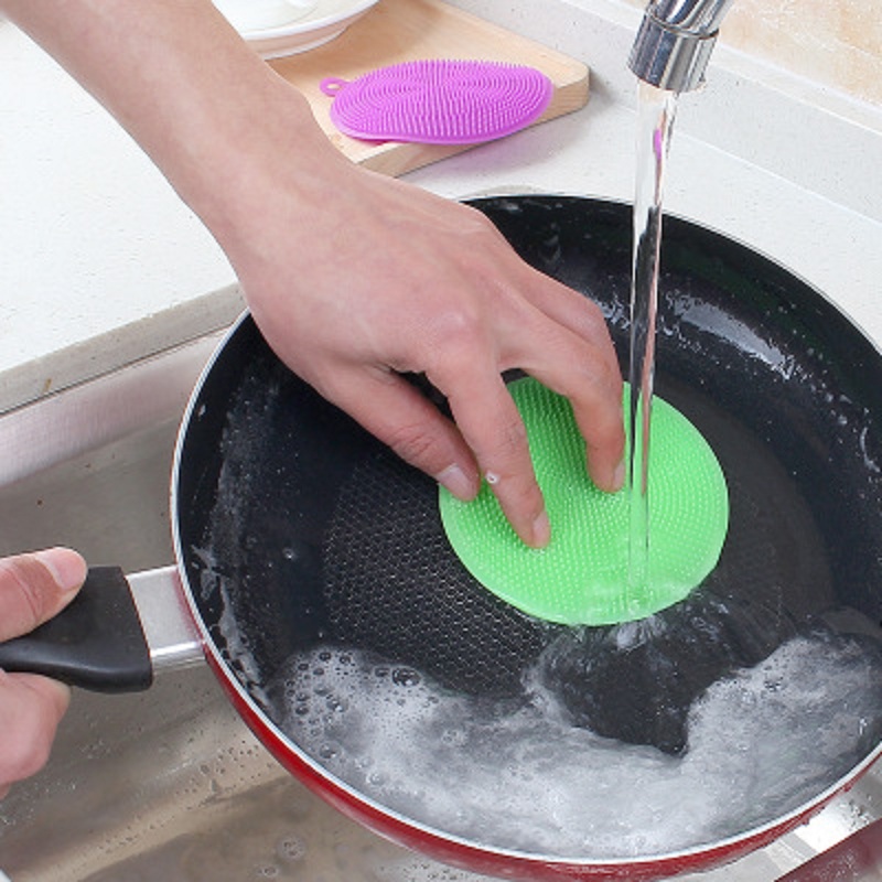 Køkken tilbehør silikone rengøringsbørste frugt og grøntsager rengøringsværktøj pad gryde opvask svamp skure pad gadget t