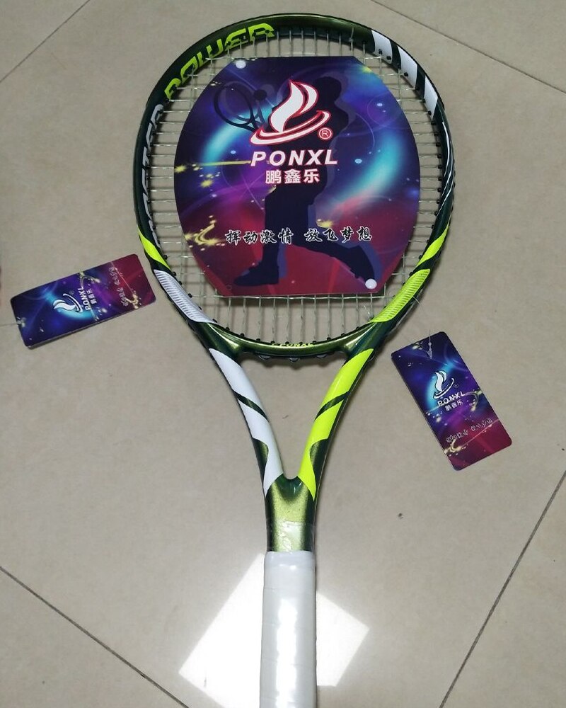 Tennisracket Profesional Set Carbon Tennis Padel Racket Met Tennis Tas Overgrip String Raquete De Tenis Voor Beginner Training: Green with bag