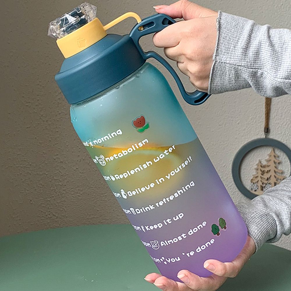Báscula de tiempo esmerilada para estudiantes, botella de agua de plástico, taza de paja de gran capacidad, 18L