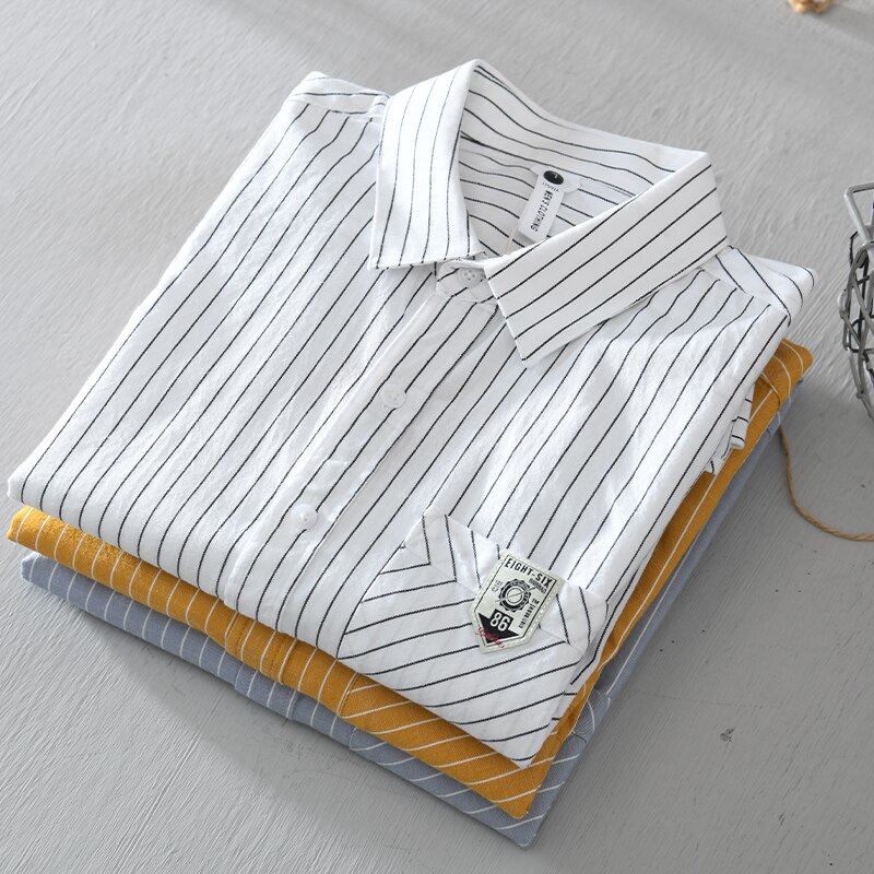 long-sleeved brand shirt men stripe yellow shirts for men trendy comfortable tops men camisa masculina chemise