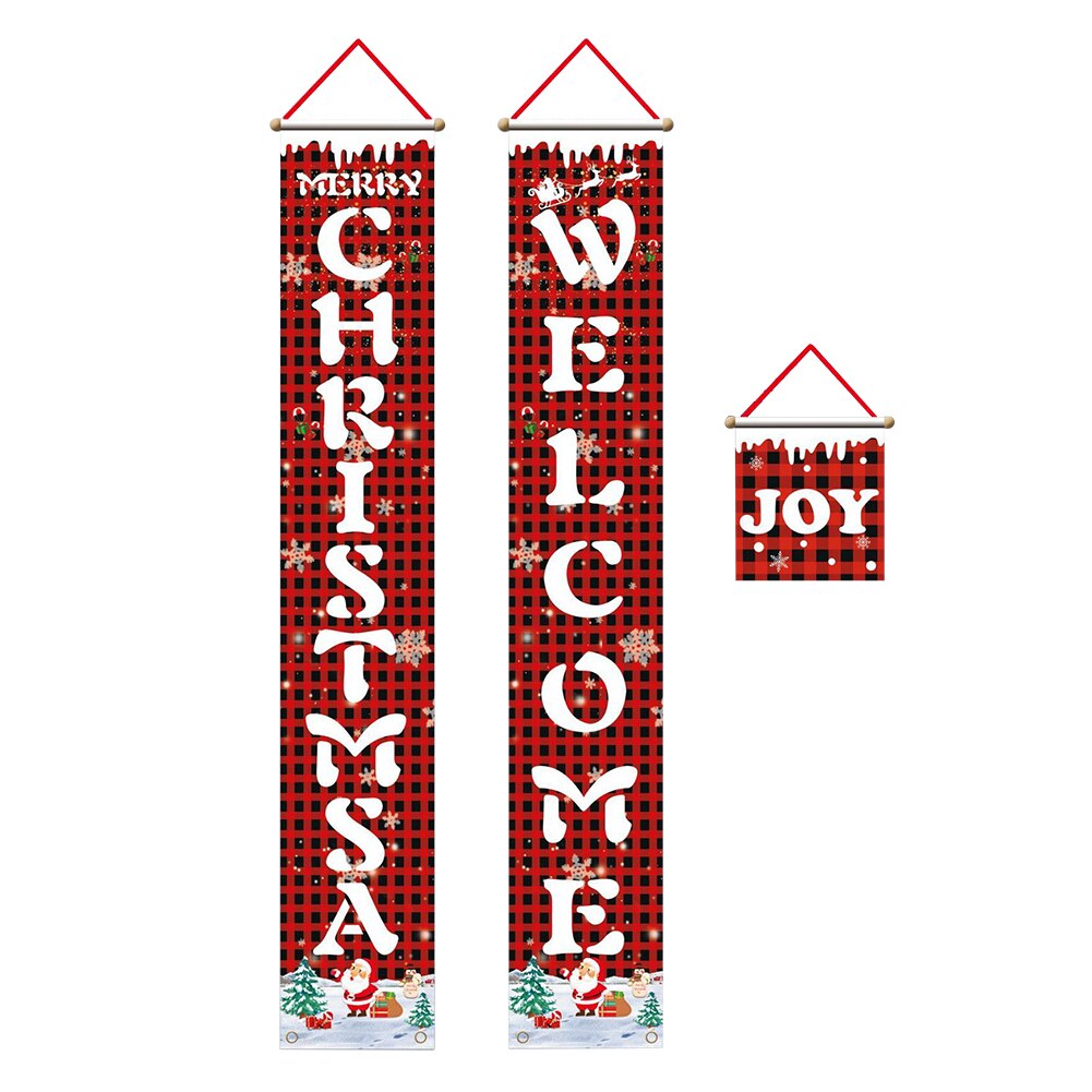 1 par rød sort gitter juledekoration dør gardin ornament stof hængende dør skilt front fest dør bøjle: 3