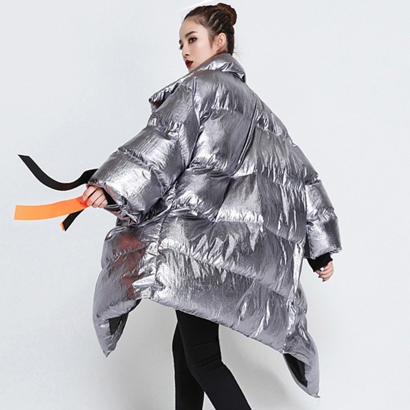 CHICEVER rubans femmes hiver doudoune col montant à manches longues asymétrique veste femme vêtements marée