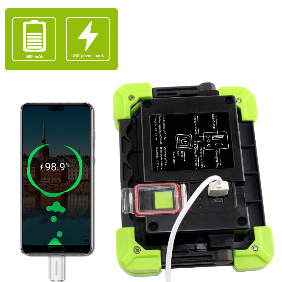 3 Modes Led Flood Light 20W Rechargeable Led Spotlight Outdoor 1200LM Portable COB Floodlight Search Light Camping Work Lamp