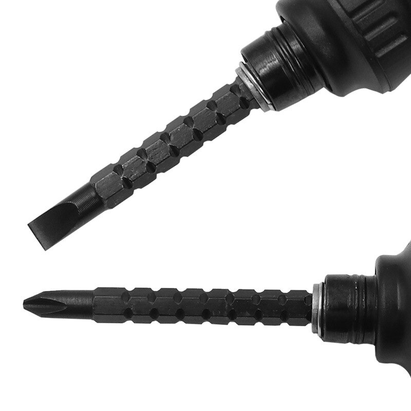 Portable 85mm Ratcheting Cross Screwdriver 2 In 1 Retractable Ball Grip Screwdriver Bit Doublehead Torx Screw Driver With Magnet