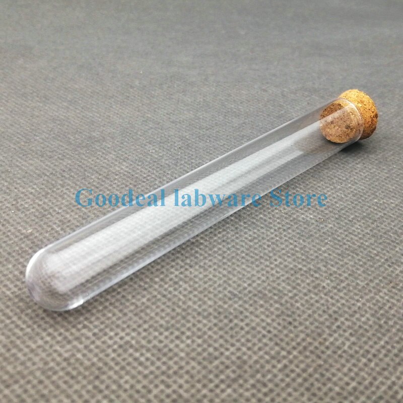 24pcs 15x100mm Lab Transparent Plastic Round Bottom Test Tubes With Cork Plug Wedding Vial Bath Salt Bottle