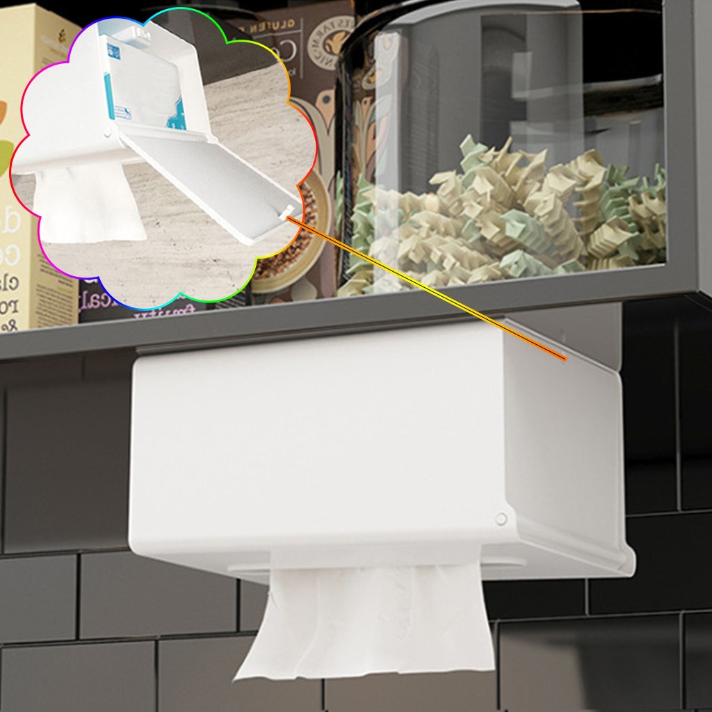 Kitchen Tissue Box Wall-mounted Paper Towel Holder Kitchen Paper Storage Box Plastic Napkin Dispenser Toilet Papers Holder