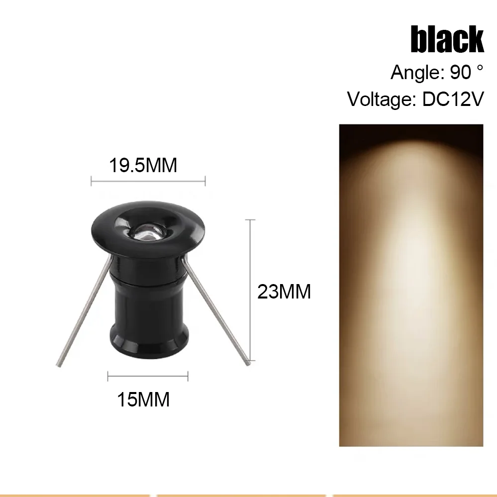 1w mini-spotlights 12v downlights led-spotlys kjøkkenskapspotlights innfelt taklampe innendørsbelysning hull 15-18mm: Blå / 3w