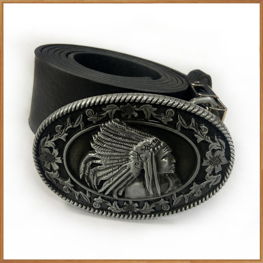 BuckleClub retro zwart geëmailleerde zinklegering gesp FP-03137 tinnen afwerking voor 4 cm breedte riem: Brass