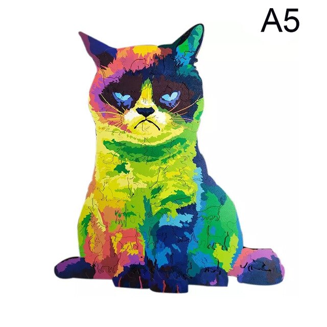 Puzzles en bois pour adultes forme Unique pièces de Puzzle enfants bricolage en bois meilleur pour les enfants meilleur de noël Puzzle: Cat A5