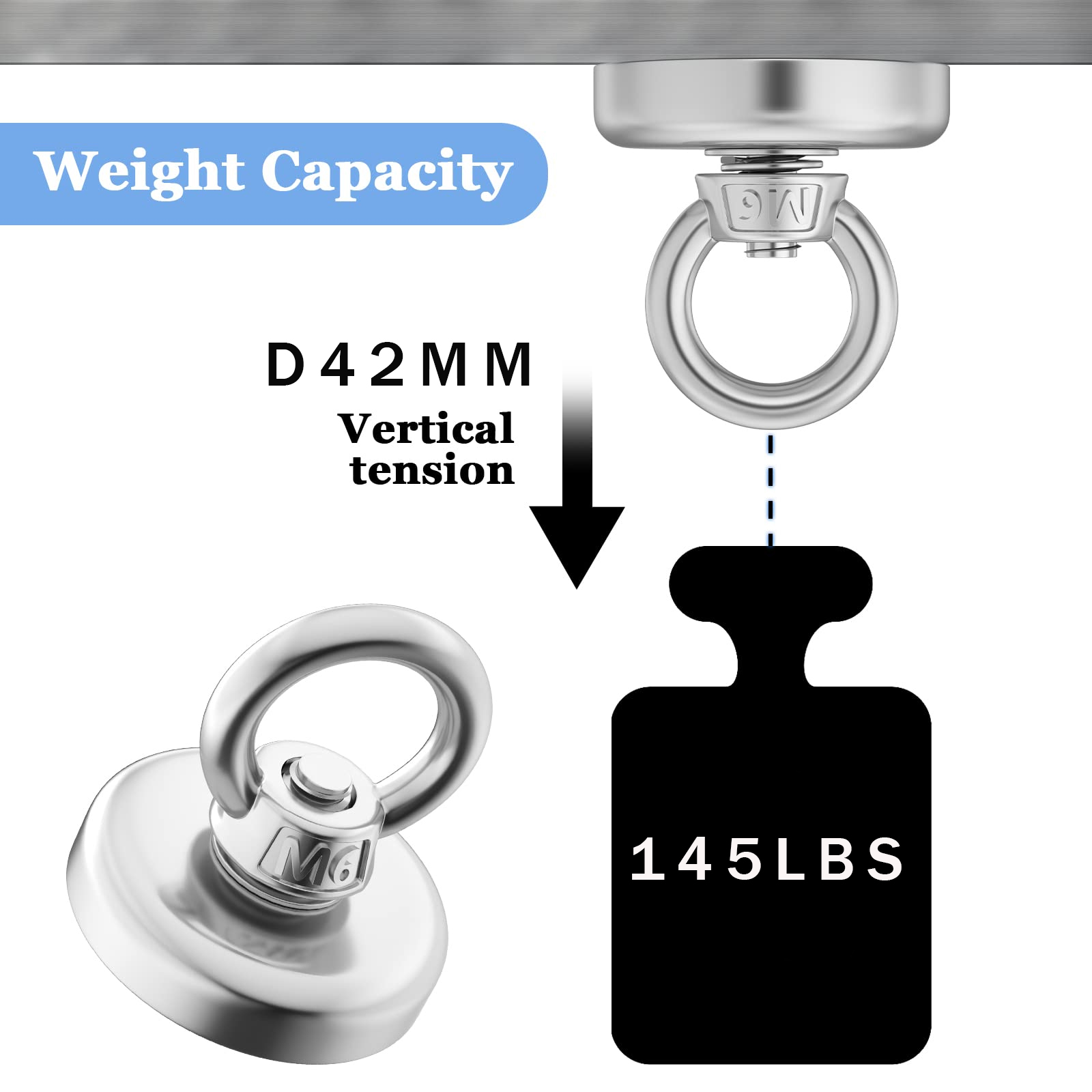 Super Strong Neodymium Fishing magnet Hooks N52 Heavy Duty magnet with Countersunk Hole Eyebolt Salvage Searcher Magnets imans