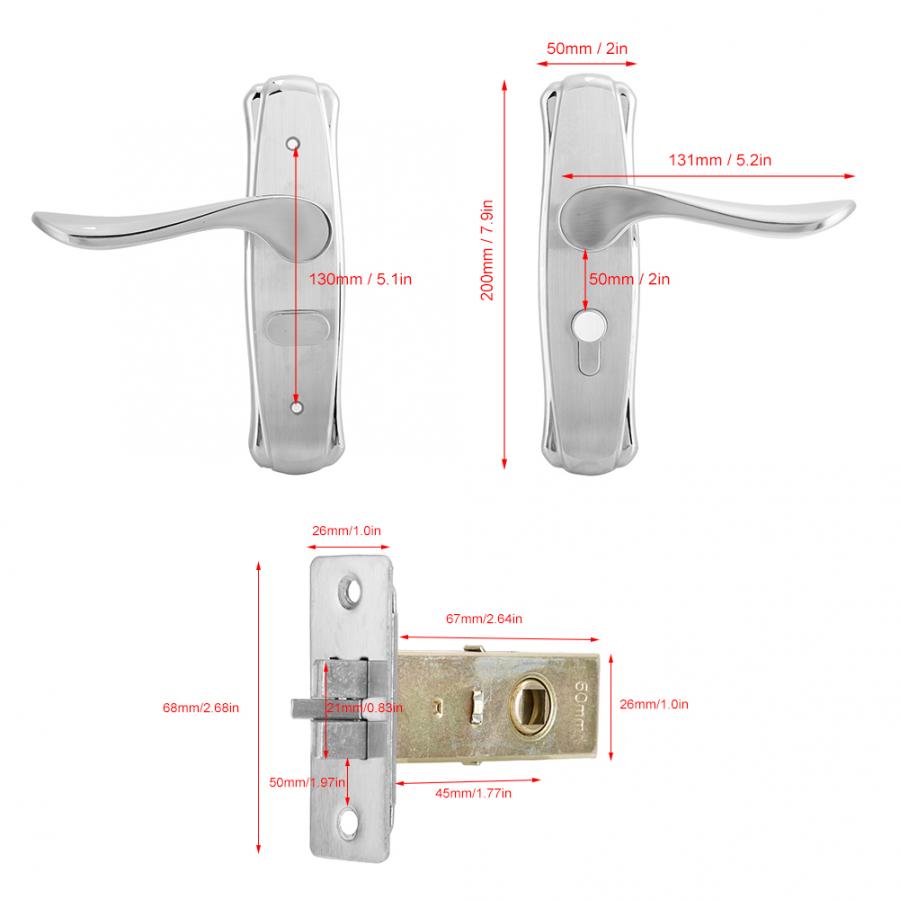 304 Stainless Steel Internal Door Lock Lever Handle Single Bolt Home Security