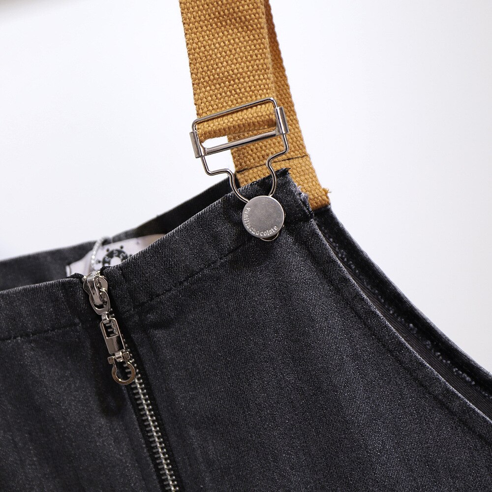Monos vaqueros de talla grande para mujer, monos largos holgados de algodón con bolsillo negro, 4XL, 5XL, 6XL, 7XL,