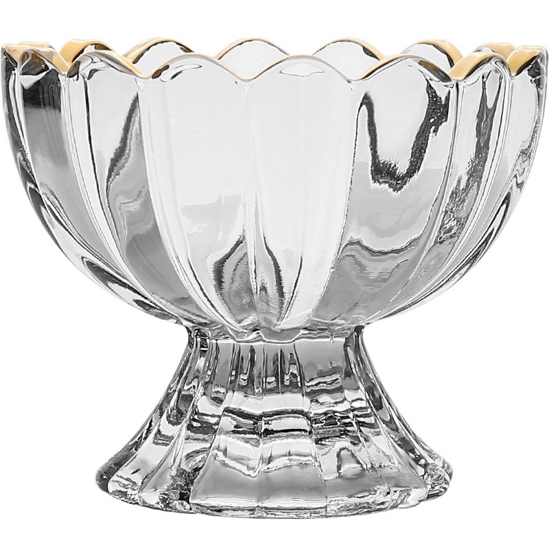 Taza para helado de vidrio con encaje de phem , taza transparente con cristal de arena para postre, taza para ensalada, batidos de frutas, té, Copa familiar