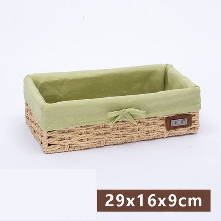 Panier de rangement en rotin avec paille, panier en tissu imitation boîte de rangement de bureau, boîte de rangement des clés tressée: 4