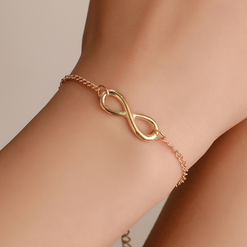Vrouw Simple Infinity Armbanden Op Hand Verstelbare Armbanden Metalen Bowtie Goud Zilver Kleur Armbanden Vrouwelijke Sieraden