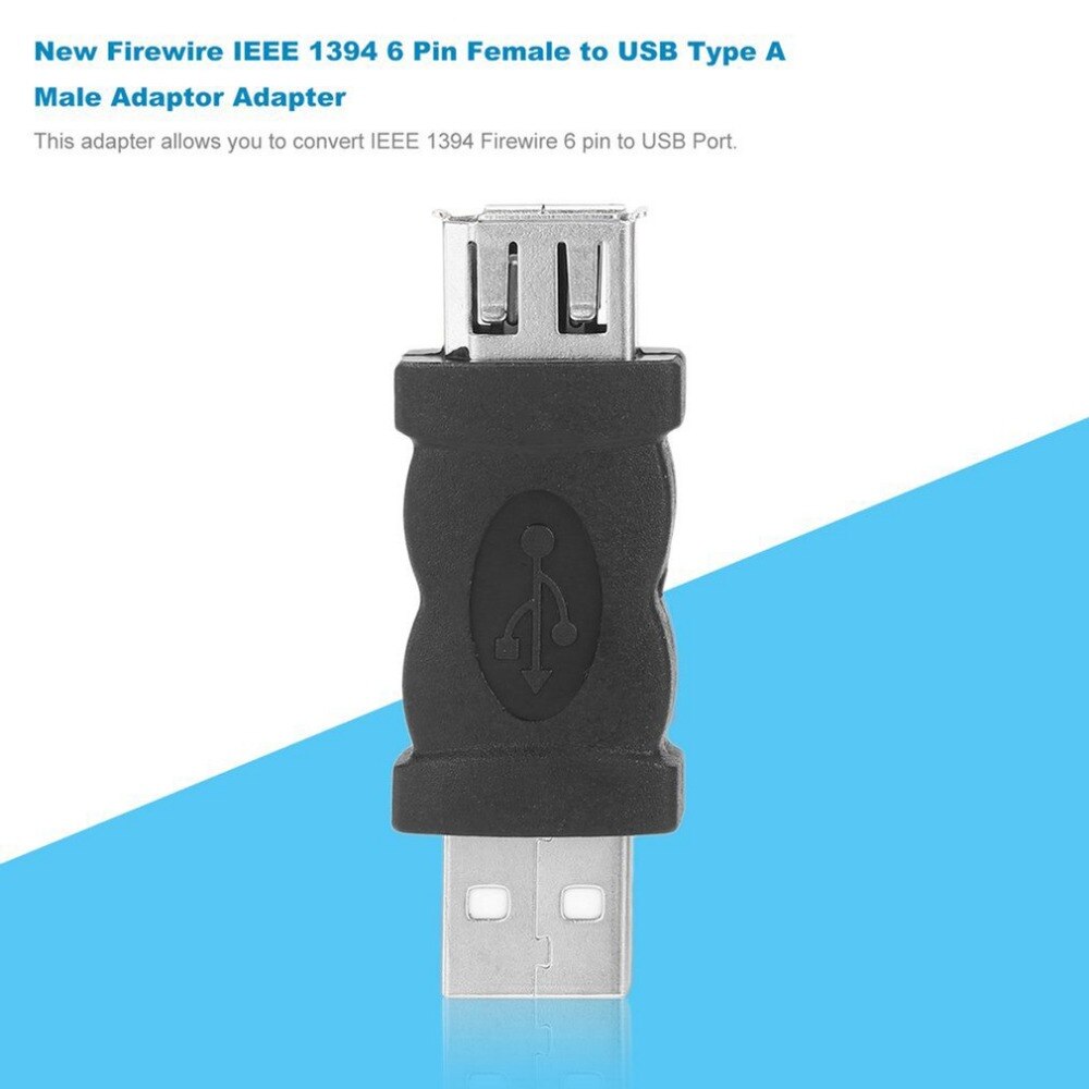 Firewire Ieee 1394 6 Pin Female Naar Usb 2.0 Type A Male Adapter Adapter Camera Mobiele Telefoons MP3 Speler Pda 'S zwart