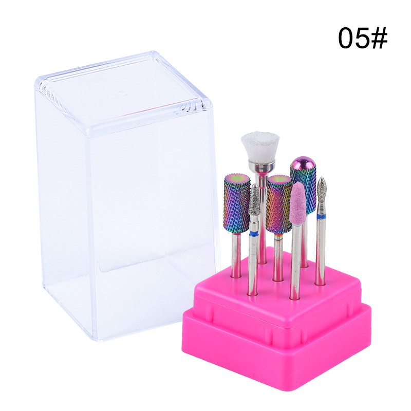 Brocas de tungsteno para manicura, cabezales de carburo de tungsteno, juego de brocas, 7 Uds.: number5