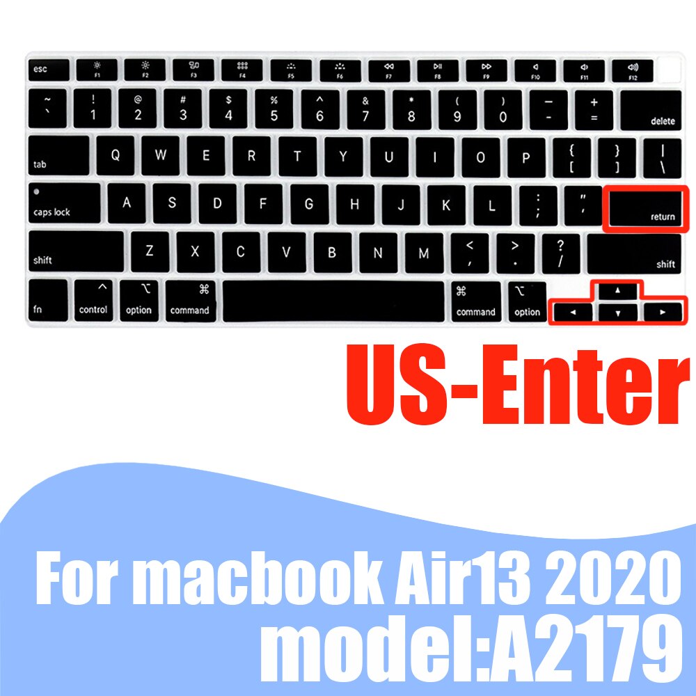 For Macbook Air13 Laptop Keyboard Cover Protective Film Air13.3 A2179 Silicone Keyboard Cover US/EU/JP Color Dust Cases: A2179 US black