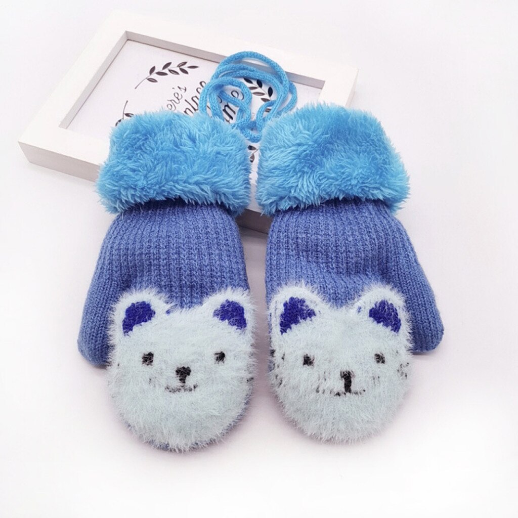 Children Kids Boys Girls Winter Cartoon Beer Patchwork Color Warm Knitted Gloves kids gloves mittens перчатки варежки guantes