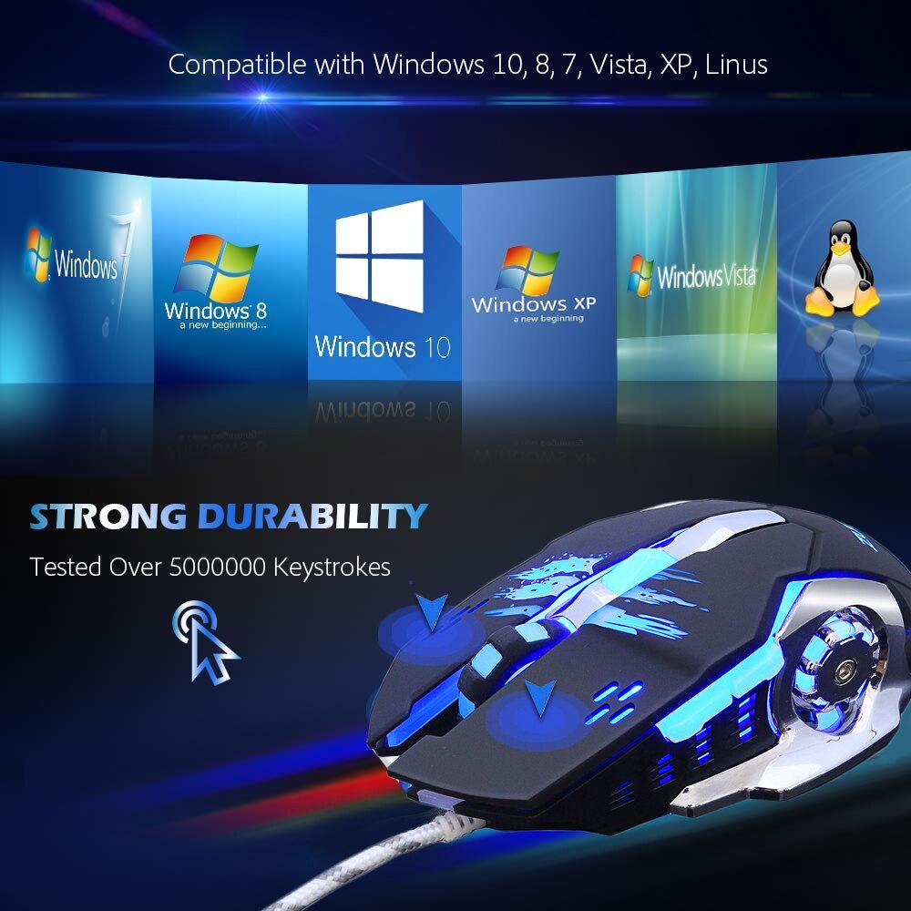 Wired Gaming Mouse gamer LED backlit Optische Computer PC Laptop Mäuse Spiel Maus USB Kabel Mause