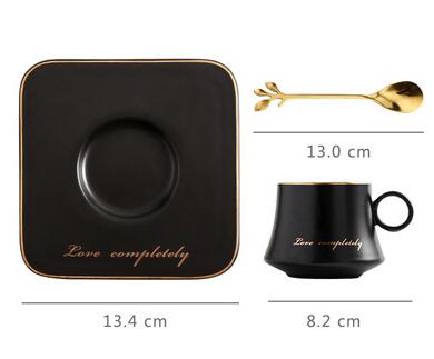 Ensemble de tasse à café et soucoupe à bordure dorée européenne ensemble de thé de l'après-midi ensemble de café en céramique de Restaurant occidental: Black