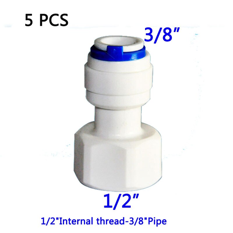 10PCS 1/2" Internal thread to 3/8" Straight connector RO Water Fitting Tune Quick Connect Reverse Osmosis White fast connecter