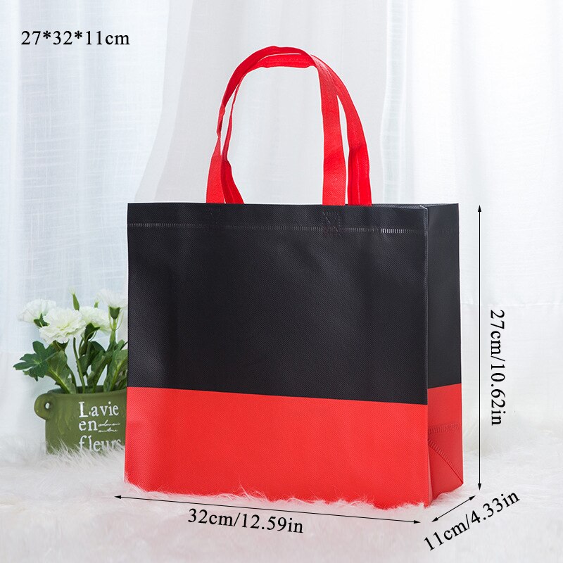 Shopping Bag Foldable Eco Bag Large Reusable Shopping Bag Tote Waterproof Fabric Non-woven Bag No Zipper: red S