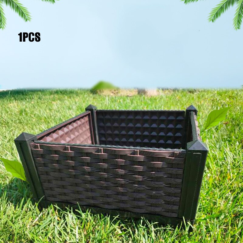 Rotan Plastic Planten Doos Balkon Groente Groeven Planter Box Kit Spliced Planten Trog Voor Binnenplaats/Dak/Tuin J: Yellow
