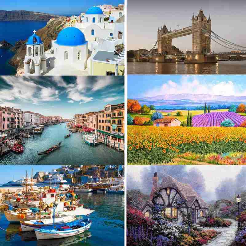 500 Pieces Jigsaw Landscape Pictures Puzzles Toy For Adults Kids DIY Landscape Pattern Puzzles Assembling Educational Toy