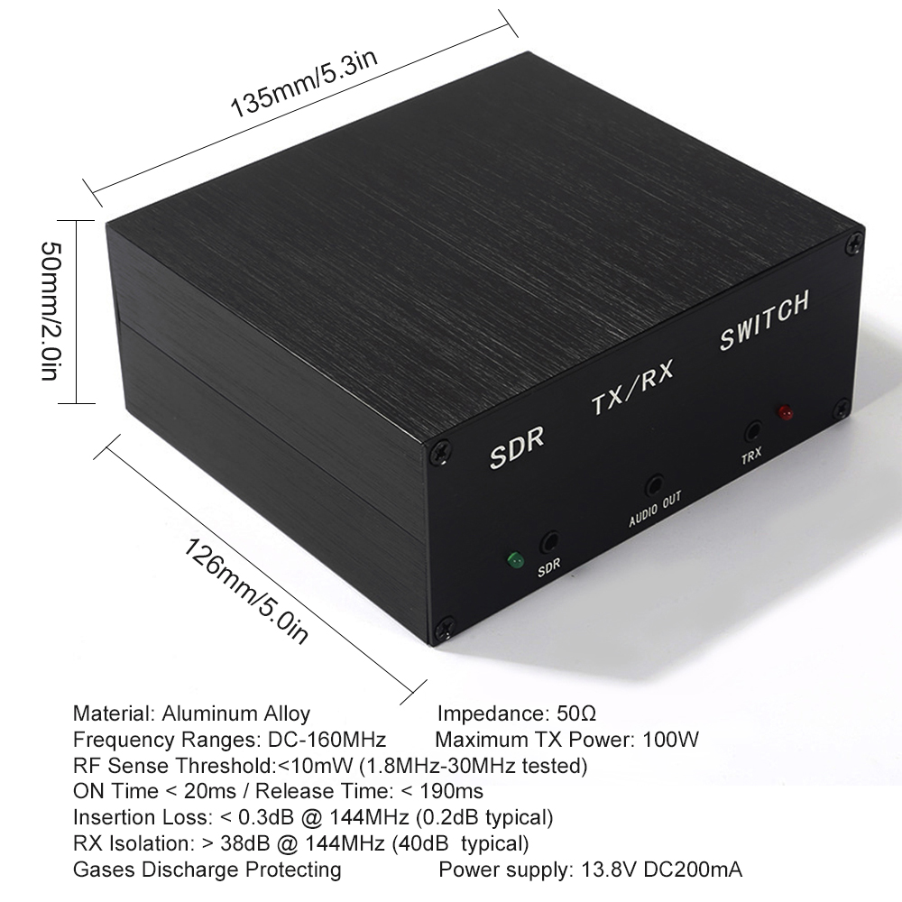 160Mhz 100W Antenne Deler Aluminium Legering Sdr Transceiver Tr Switch Aluminium Legering Apparaat Signaalapparatuur Accessoire