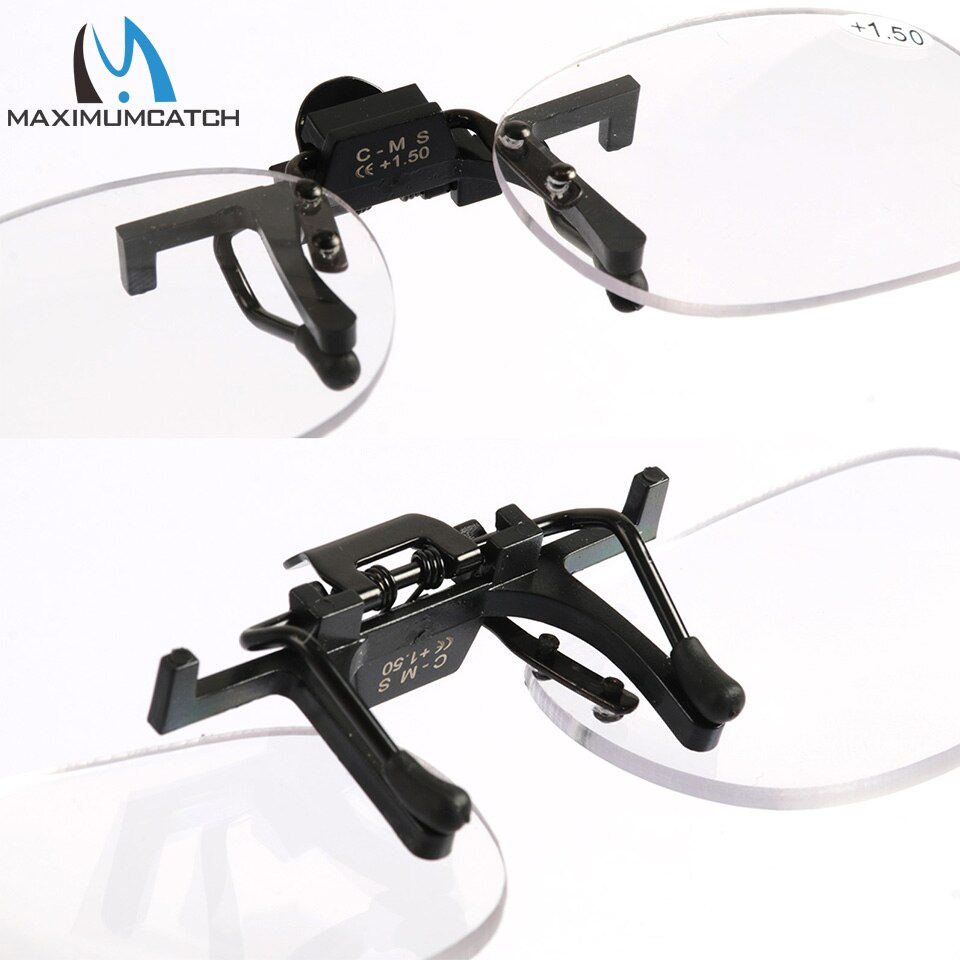 Maximumcatch Clip on Presbyopic Magnifying Glasses +1.5+2.0+2.5 Rimless Portable lens Reading fishing Glasses