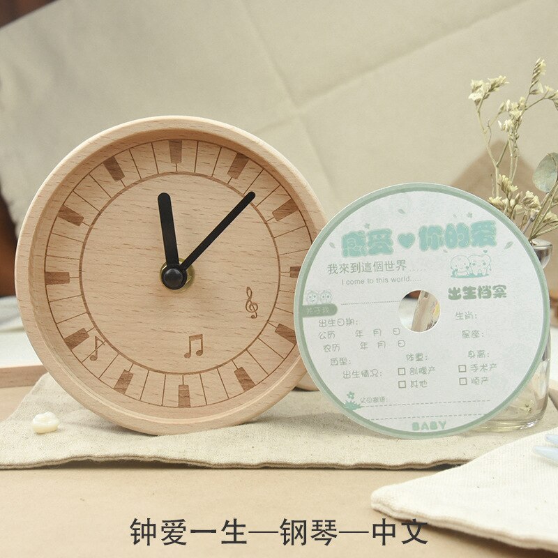 Ya wu horloge en bois fille et garçon bébé Lanugo bébé dents boîte enfants anglais japonais foetus cheveux dents boîte de rangement: Piano Chinese