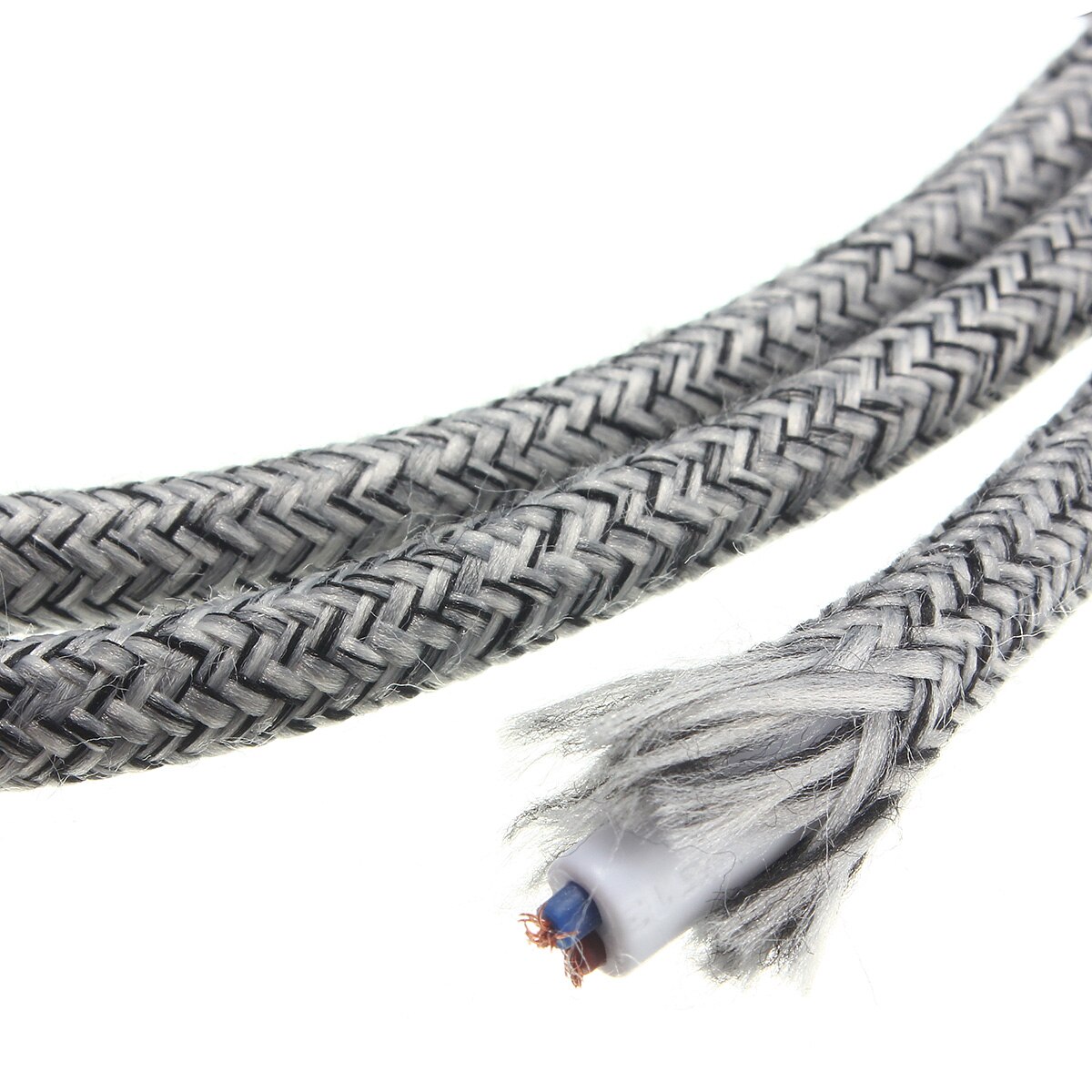 200 cm 2 Ader Stoff Kabel Muticolor Jahrgang Twist Geflochtene Stoff Licht Kabel Tuch Elektrische Draht Kronleuchter Anhänger Lampe Drähte: sub-grau