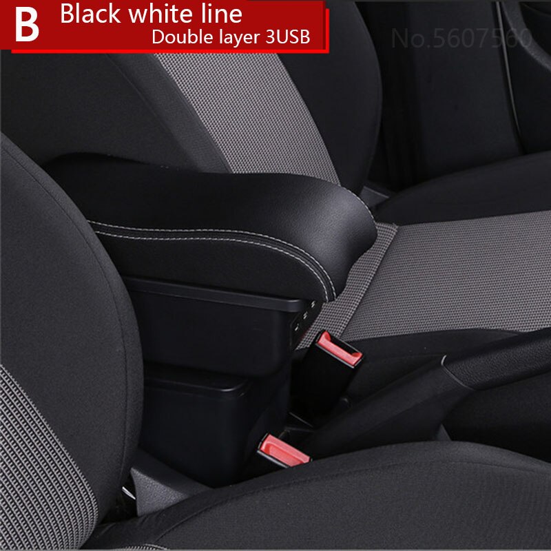 For VW Golf 6 Armrest box golf 5 Mk6 MK5 jetta 5 Interior special Retrofit parts Car Armrest box Center Storage box: B3 Black 3USB