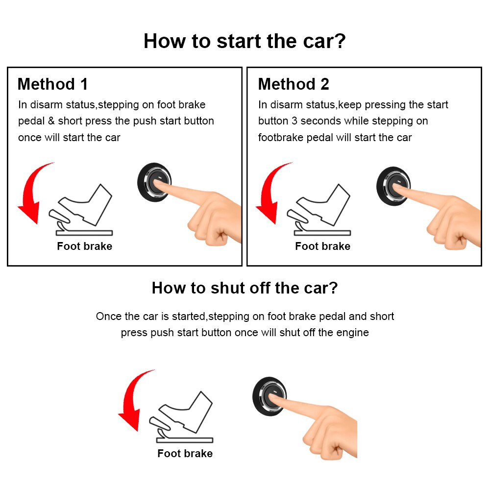 LEEPEE Car Alarm Engine Push Button Keyless Entry Starter Antitheft System Entry Ignition Starter Switch One Start Stop Button