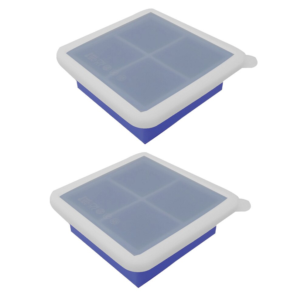 Bandeja con moldes para cubitos de hielo, utensilios reutilizables DIY para barra de cocina con tapa, gelatina, molde para congelador, 2 uds.: Royal Blue