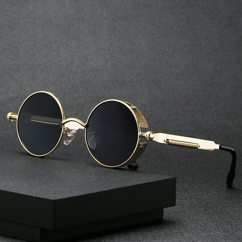 Gafas De Sol redondas para hombre y mujer, lentes góticas Steampunk, De De , Vintage, a la , De Metal