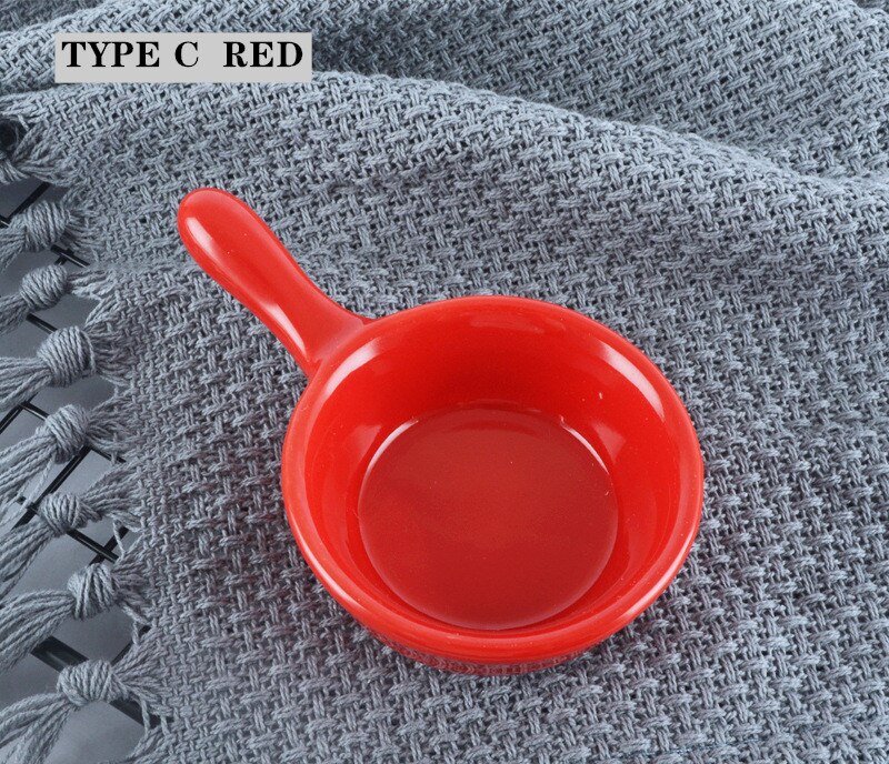 Poignée courte en céramique petit pot à lait plat de sauce salade de style européen plat de sauce tomate vaisselle de cuisine: TYPE C  RED