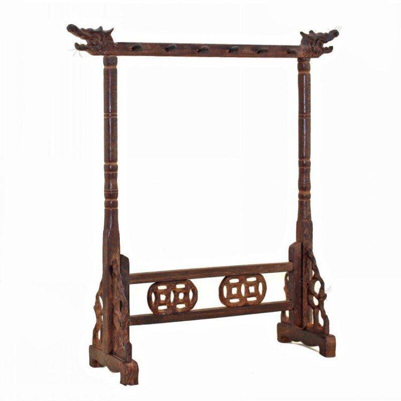 Chinese Calligraphy Brush Pen Holders Mahogany Wood Brush Pen Rest 14 hooks Chicken-wing Wood pen hanger Study Desk Decoration