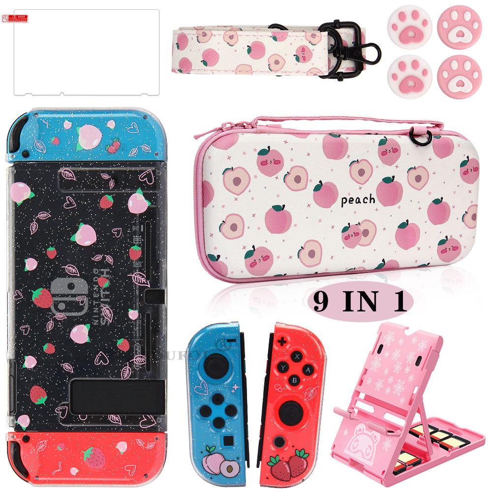 Cute Cartoon Storage Bag For Nintend Switch Kawaii Travel Carry Protective Case Game Console Box Shell with Lanyard: KitB