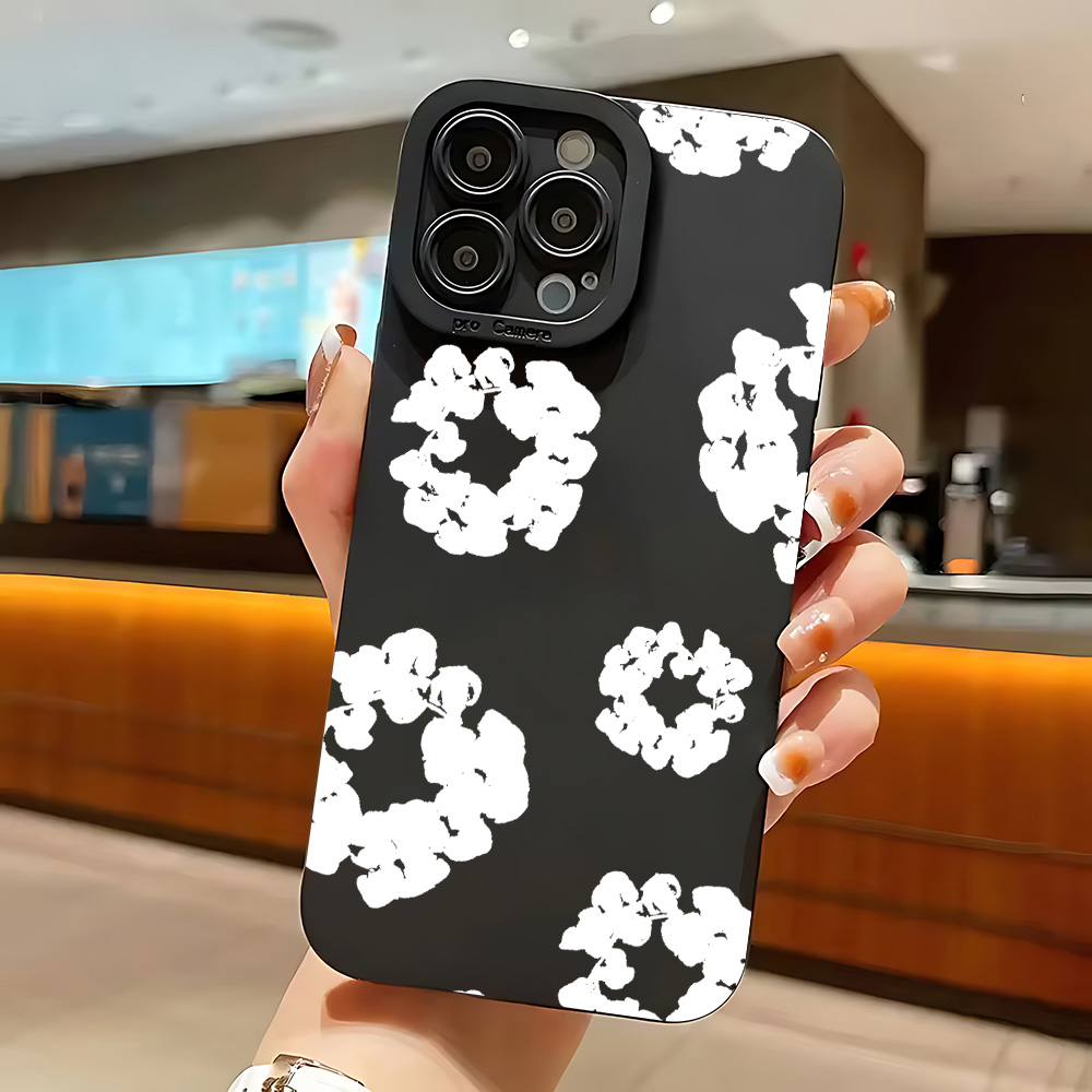 Luxury D-Denim T-Tears Phone Case for IPhone 16e 16 15 14 13 12 11 Mini Pro Max X XR XSMax 8 7 6 6S Plus Soft Silicone Cover: Plastic / black